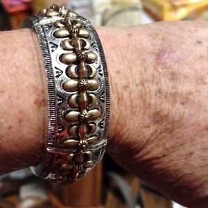 NEW Two-Tone Stretchy Metal Bracelet NWT